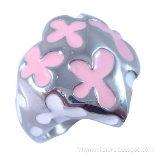 Stainless Steel Ring with Color Enamel, Customized Designs Accepted